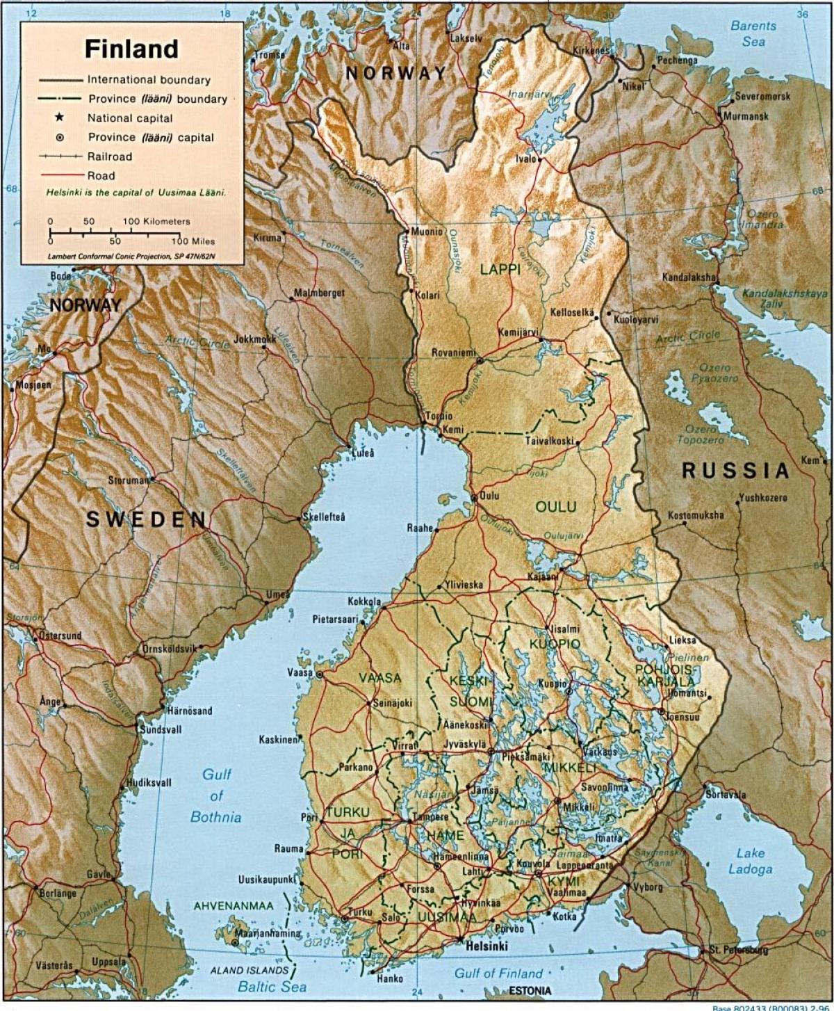 Топографическая քարտեզ Ֆինլանդիայի