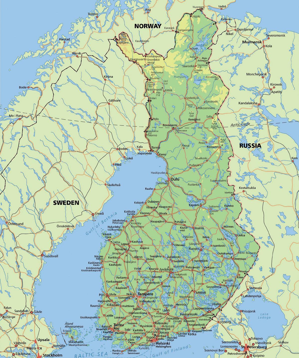 Քարտեզ է Բեւեռային շրջանից այն կողմ Ֆինլանդիա