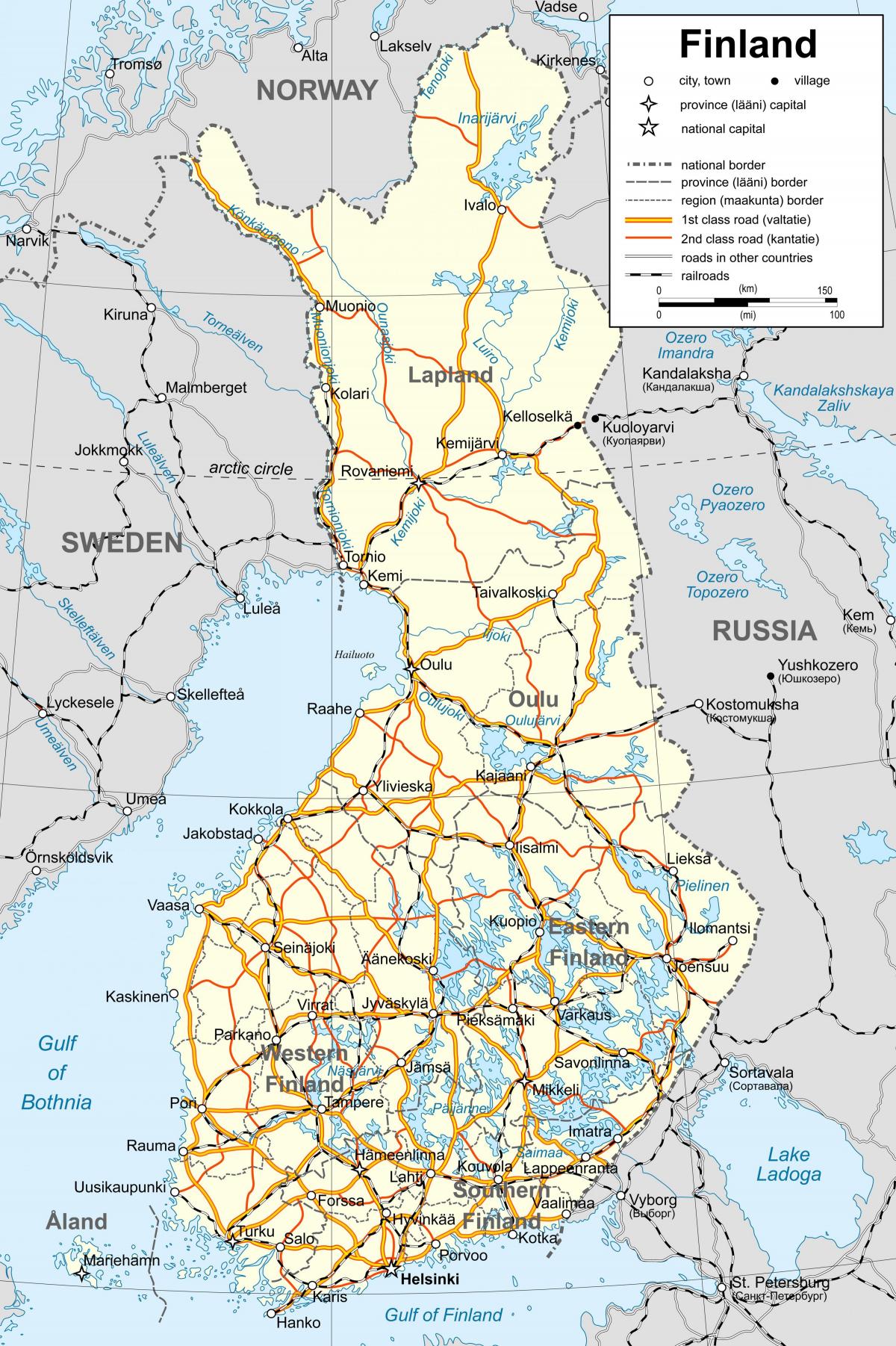 Քարտեզ Ֆինլանդիայի քաղաքական