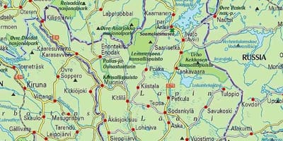 Քարտեզ Ֆինլանդիայի եւ Լապլանդիայում